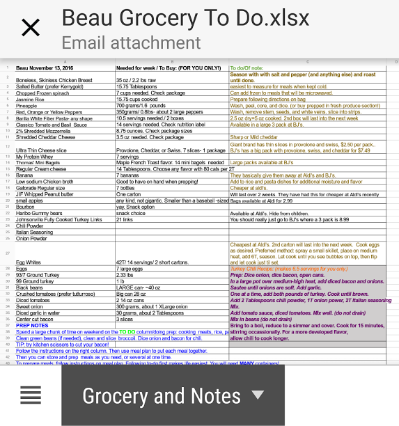 Shopping and food prep lists based off your macronutrients